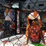 Az óriáskivetítőn a grappling-ről tudósító kamera képe