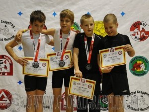 A NoGi Grappling Gyermek 2 Fiú 36 kg. kategória dobogója